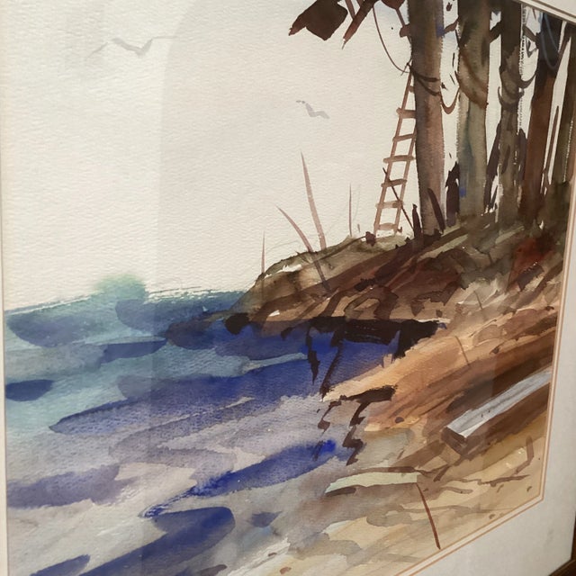 Brown Mid 20th Century Vintage Watercolor Painting on Paper Framed Artist Signed For Sale - Image 8 of 12
