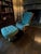 1960s Heywood-Wakefield Danish Modern Tufted Swivel Walnut Wingback Lounge Chair & Swivel Ottoman For Sale - Image 13 of 16