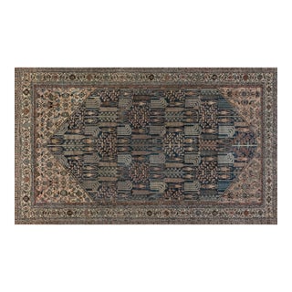 Early 20th Century Persian Bakhtiari Handmade Wool Rug in Blue, Red, Camel For Sale