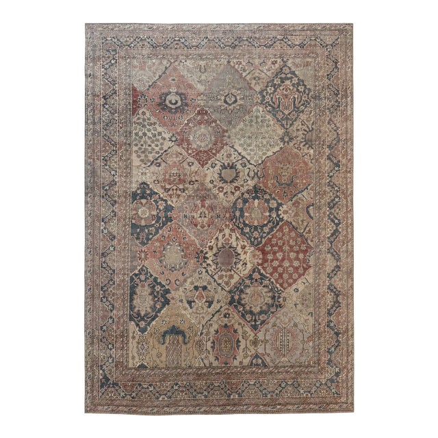Antique Gordes Rug | Soft Neutral Diamond Tile Design | 6'6" X 9'1" For Sale