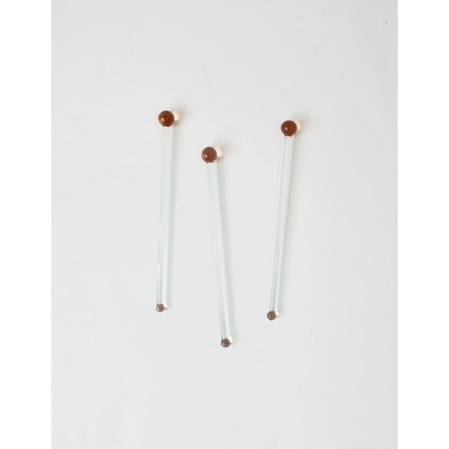 Art Deco Period Pink Art Glass Cocktail Stirrers - Set of 3 For Sale In New York - Image 6 of 8