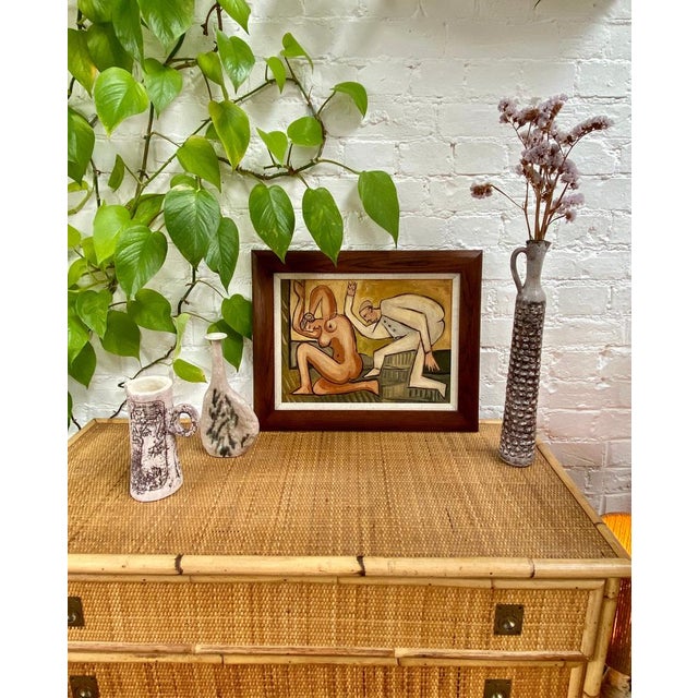 Modern Berlin School Artist after Picasso, Kneeling Nude and Mysterious Figure, 1960s-70s, Oil on Board, Framed For Sale - Image 3 of 18