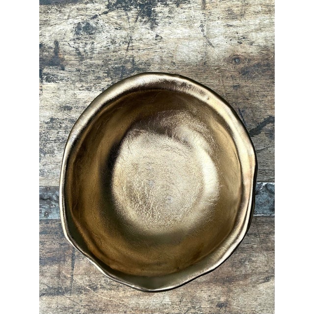 Vintage Slab Built Bronzed Studio Pottery Bowl For Sale In West Palm - Image 6 of 11