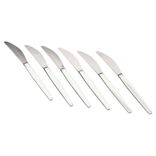 Metal Cypress Lunch Knives in Sterling Silver and Stainless Steel by Georg Jensen, 1940s, Set of 6 For Sale - Image 7 of 7