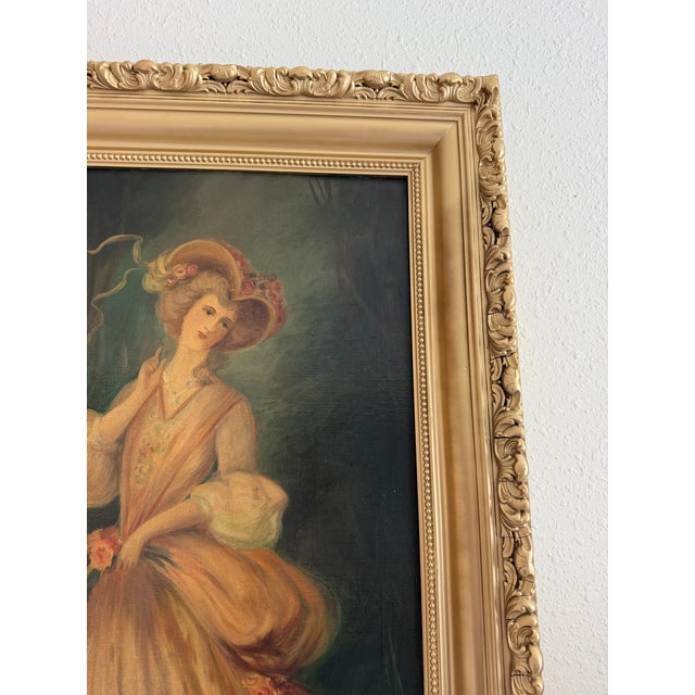 Early 20th Century Antique Oil Portrait Young Woman European Lady Gilt Frame 19th Century For Sale - Image 5 of 12