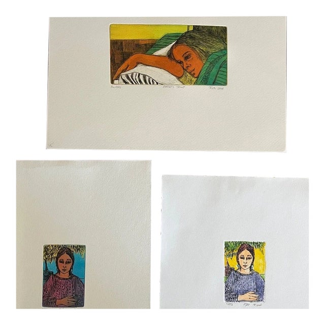 Mid 20th Century Ruth Leaf Signed Etching Collection: Aware, Lisa, & Nita - Set of 3 For Sale