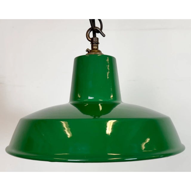 Industrial Green Enamel Factory Pendant Lamp, 1960s For Sale - Image 6 of 16
