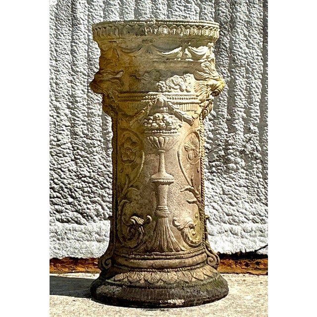 Vintage Regency Cast Cement Swag Pedestal For Sale - Image 14 of 14