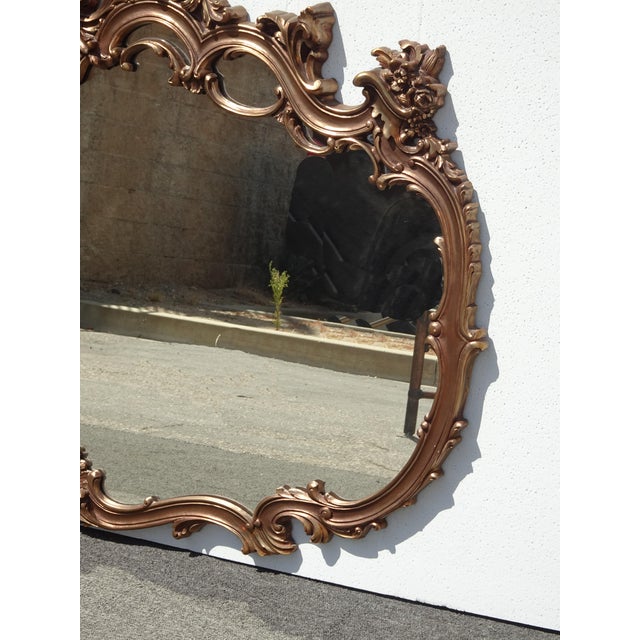 Vintage Italian French Rococo Louis XVI Gold Ornate Wall Mantle Mirror For Sale - Image 4 of 17