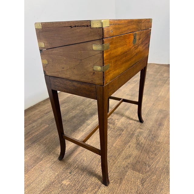 C. 1850s Antique Campaign Officer's Writing Slope on Stand For Sale In Boston - Image 6 of 15