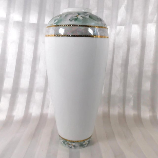 Contemporary 1970s Unmarked White Vase With Hand Decorated Details For Sale - Image 3 of 7