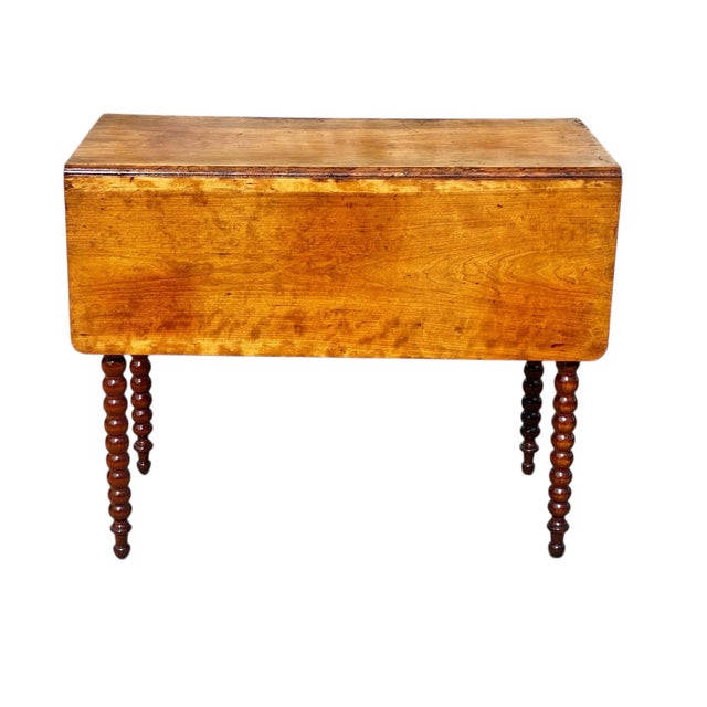 Antique Sheraton Southern Cherry Drop Leaf Table With Spool Turned Legs For Sale - Image 4 of 12