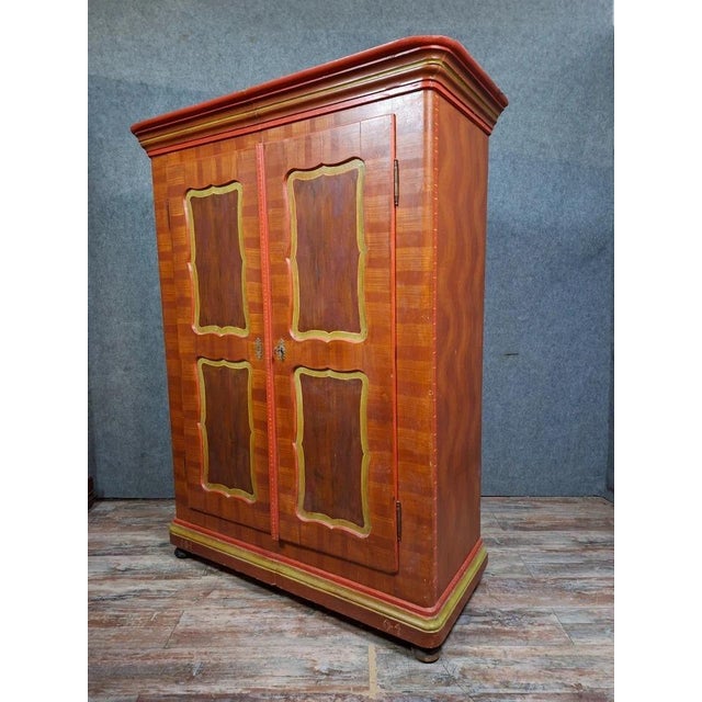 19th Century Alsatian Wardrobe in Polychrome Wood For Sale - Image 9 of 11