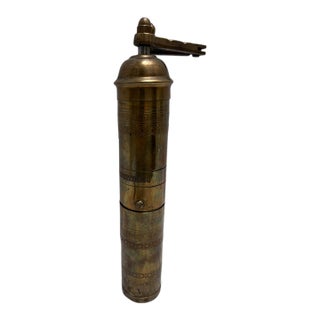 Vintage Aged Tall Brass Spice or Pepper Mill Grinder For Sale