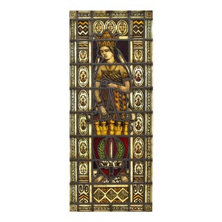 Leaded-Glass Window Picturing the Queen of the East, 1899 For Sale