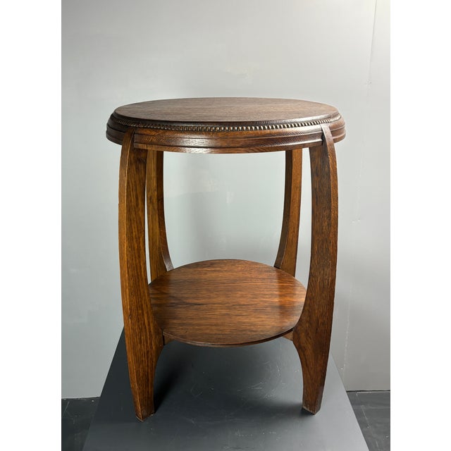Dutch Art Deco Amsterdam School Oak 2-Tier Occasional Side Table, 1930s For Sale - Image 16 of 16