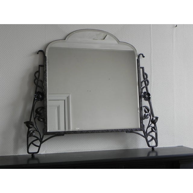 1940s Art Deco Mirror with Faceted Glass in a Steel Frame For Sale - Image 5 of 18