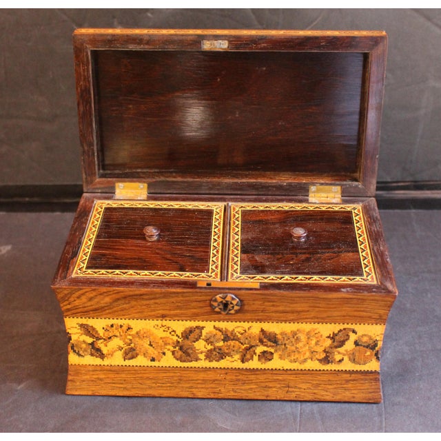 Mid 19th Century Circa 1850-60 English Tunbridge Ware Tea Caddy Box For Sale - Image 5 of 10