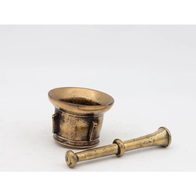 Early 20th Century Antique Vintage Brass Mortar and Pestle For Sale - Image 5 of 8