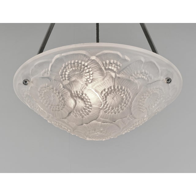 1930s French Art Deco Pendant Light by Cristalleries De Verdun 1930 France For Sale - Image 5 of 6