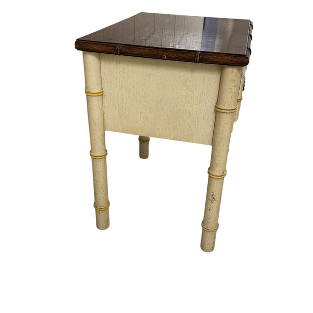 Thomasville American Thomasville Ivory Faux Bamboo Nightstand For Sale - Image 4 of 9
