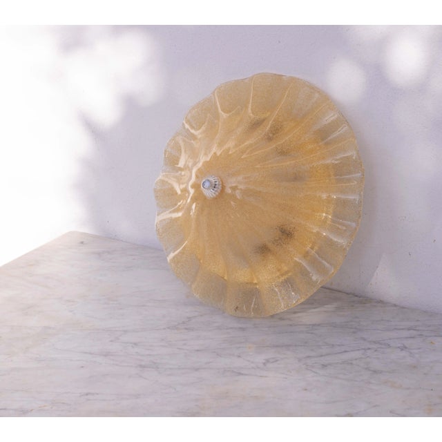 Glass Murano Glass Gold Ceiling Light Flower, 1970 For Sale - Image 7 of 10