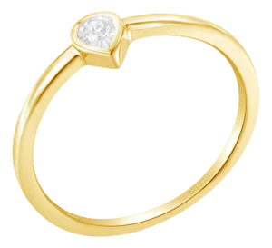 14K Yellow Gold Plated .925 Sterling Silver 1/20 Carat Diamond Teardrop Pear-Shaped Miracle Set Petite Fashion Ring - Size 6