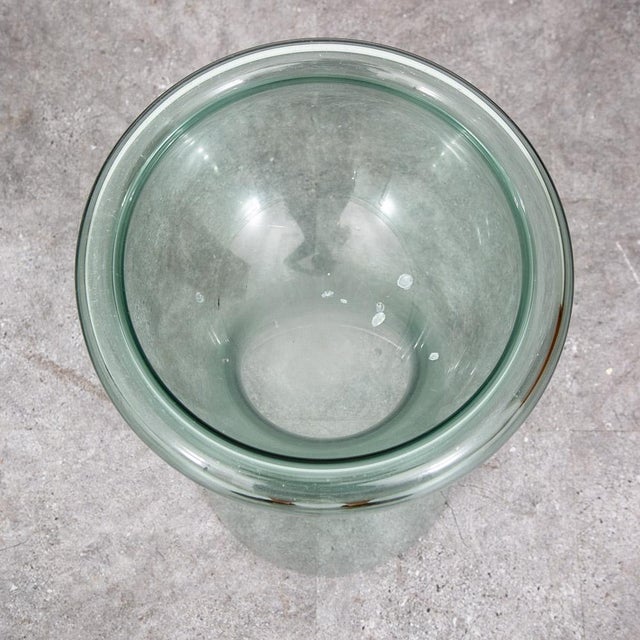 Wood Mid Century Modern Glass Planter Floorstanding Vase Studio Hand Blown Vintage 70 For Sale - Image 7 of 12