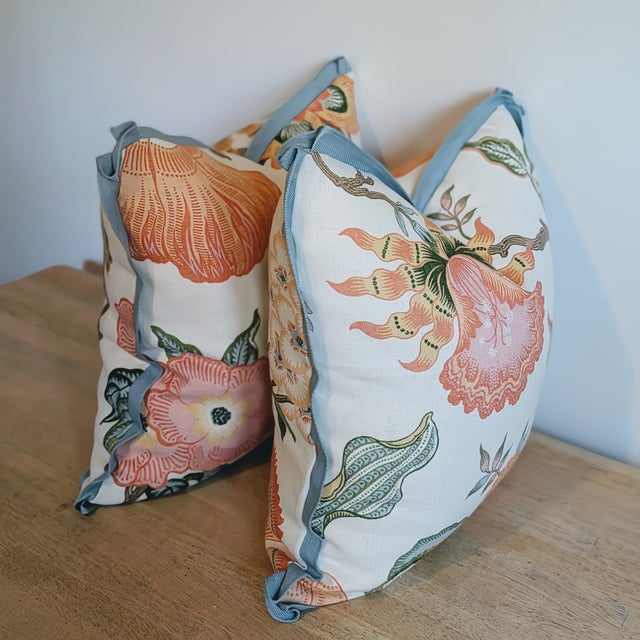 Not Yet Made - Made To Order Schumacher Hothouse Flowers in Sunshine Pillows With Blue Butterfly Flange For Sale - Image 5 of 7