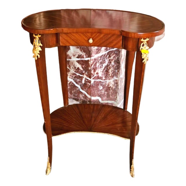 Italian Style Wood Side Table – Copper Finish With Gold Leaf Accents, Elegant Design For Sale