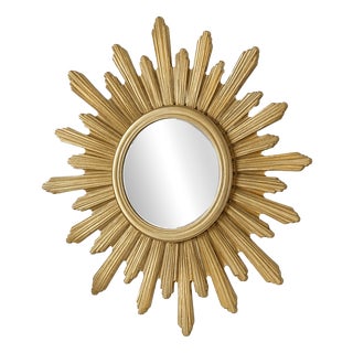 Convex Sunburst Mirror in Gold Resin For Sale