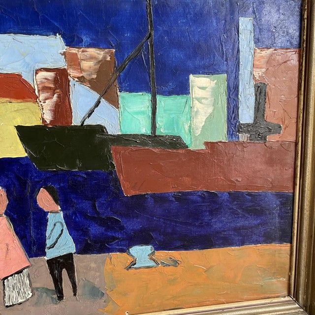 View of the Port, 1967, Oil on Canvas, Framed For Sale - Image 7 of 9