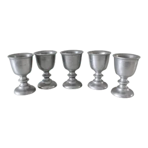 Mid 20th Century Royal Wilton Plough Tavern Armetale Pewter Goblets - Set of 5