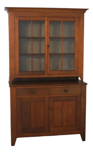 Antique Early 19th Century Walnut Stepback Cupboard