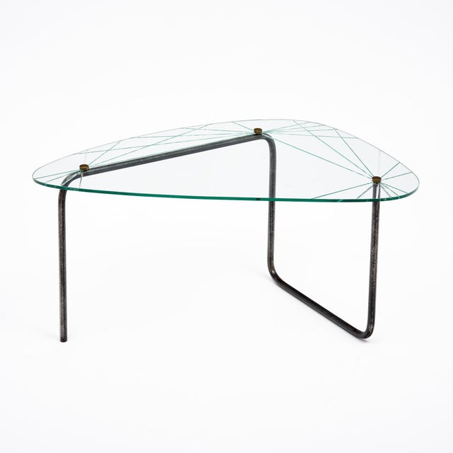 Period Mid-Century Modern Etched Glass Coffee Table, Circa 1970 For Sale - Image 4 of 9