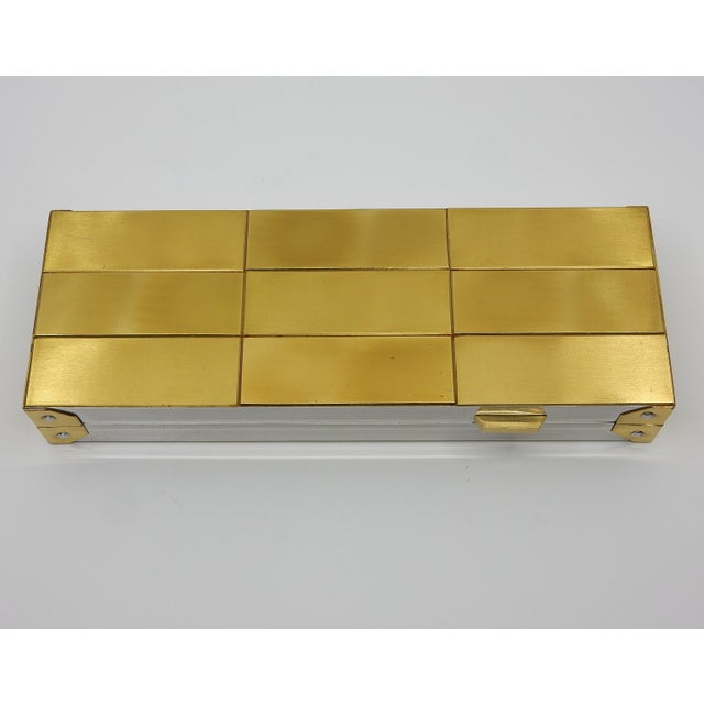 Paul Evans Mid-Century Patchwork Cityscape Brass/Chrome Gentlemen's Jewelry Box For Sale - Image 4 of 9