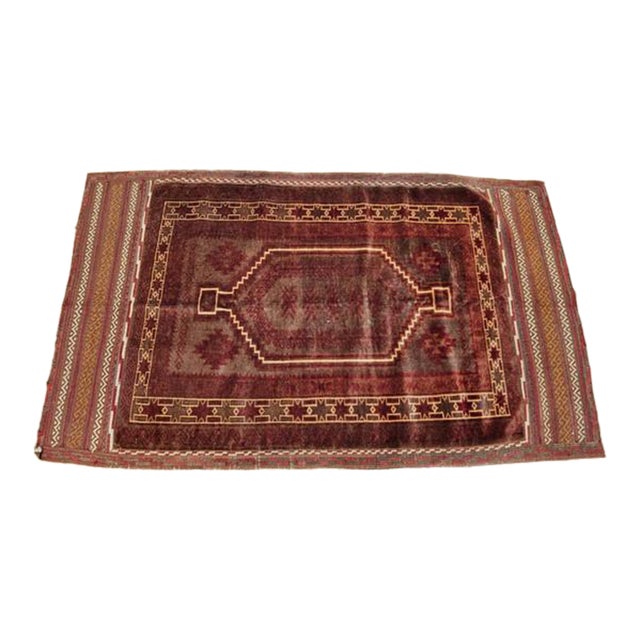 Antique Baluch Tribal Area Rug, Wool Pile, Geometric Design For Sale