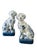 Chinoiserie Pair Vintage Wong Lee Blue & White Porcelain Staffordshire Dog Figurines – Wl 1895 Hand-Painted Floral Mantel Dogs Bookends For Sale - Image 3 of 14