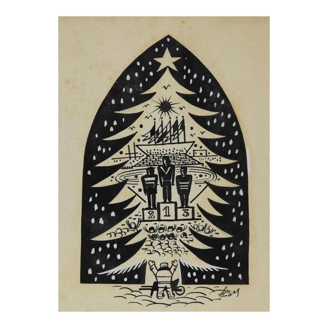 Herta Hausmann, Champions, Mixed Media Drawing, Mid-20th-Century For Sale