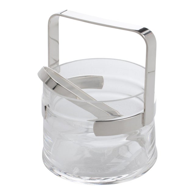 Silver Plate and Crystal Ice Bucket by Pm Italy, Circa 1980 For Sale