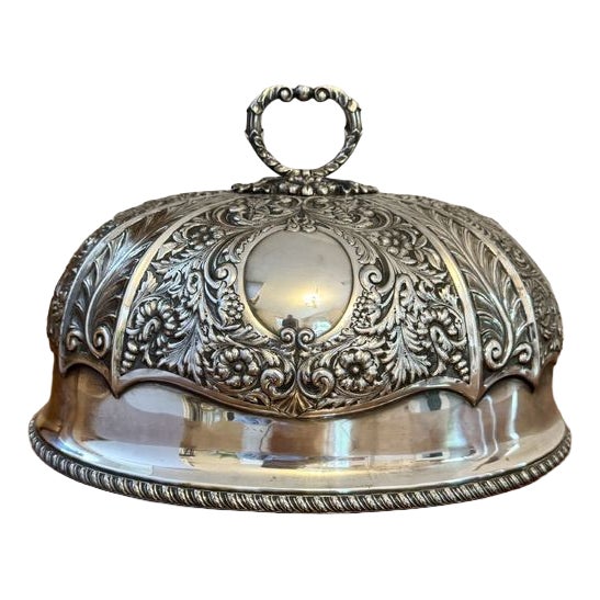 Antique Edwardian Silver Plated Meat Cover, 1900 For Sale
