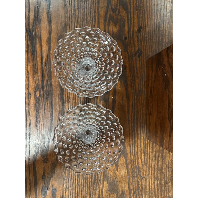 Glass Pair of Duncan & Miller Hobnail Pressed Glass Candle Stick Holders For Sale - Image 7 of 8