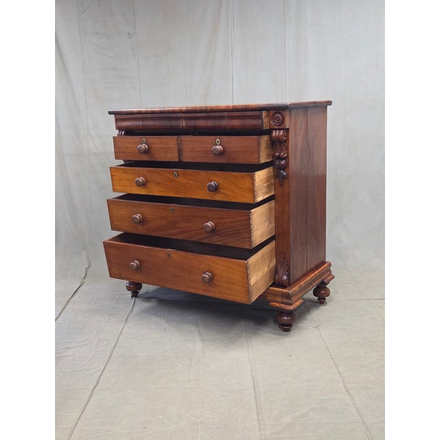 Late 19th Century Antique 19th Century Flame Mahogany High Victorian Scotch Chest For Sale - Image 5 of 17