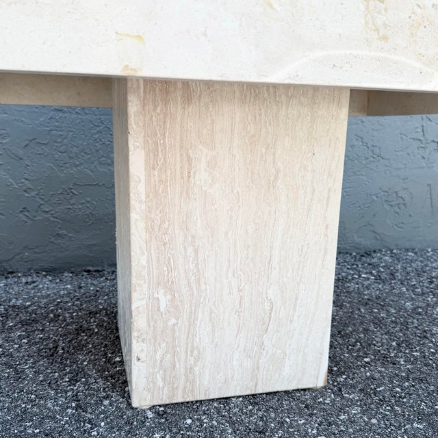 Vintage Polished Travertine Rectangular Side Table For Sale - Image 4 of 8