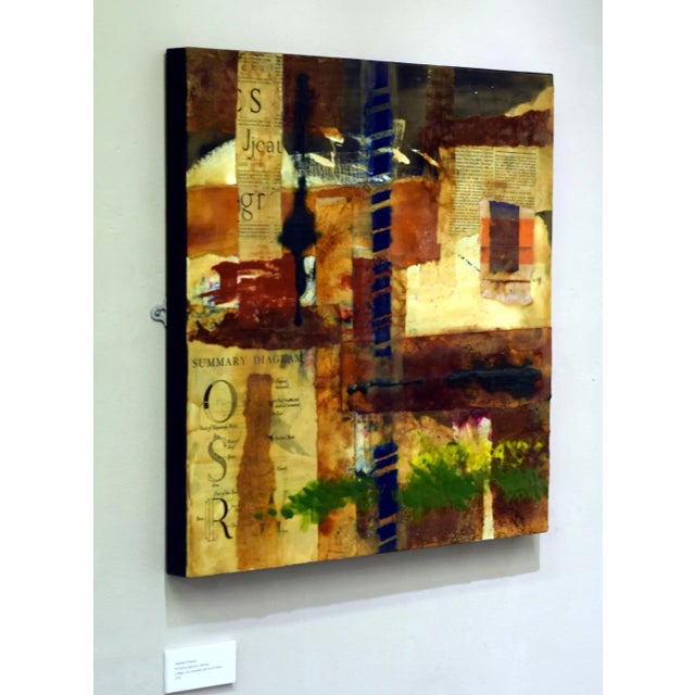 Collage, encaustic wax & oil colour on deep-fame board 600 x 600 mm