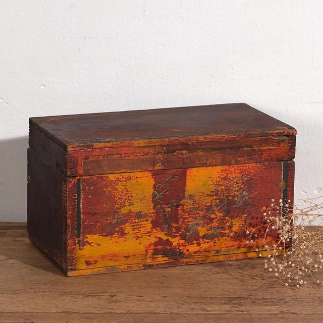 Brown Antique Chinese Polychrome Box, 1900s For Sale - Image 8 of 9