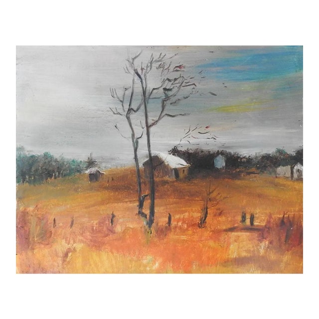 Modernist Farmhouse Landscape Painting For Sale