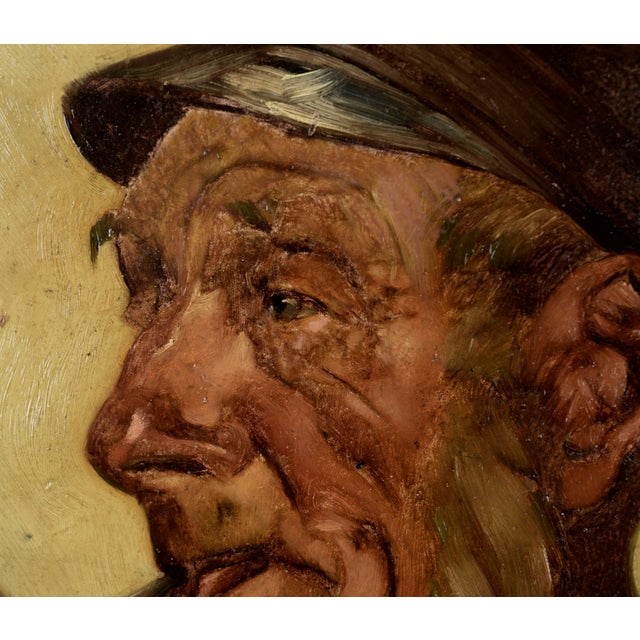 1940s Portrait of a Man Smoking a Pipe in Oil on Masonite by Heinz Robert Schubert For Sale - Image 5 of 6