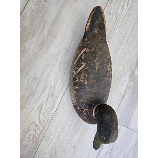 Early 20th Century Antique Hand-Stamped "K" Rig Cork & Wood Black Duck Decoy - Early 20th Century Americana For Sale - Image 5 of 12