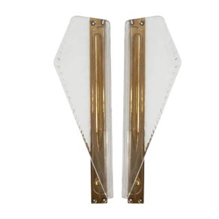 Italian Plexi and Brass Door Handles, 1950s, Set of 2 For Sale